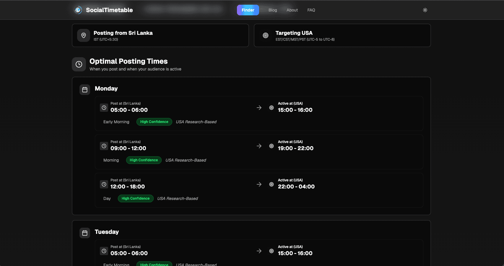SocialTimetable: Best-time finder
